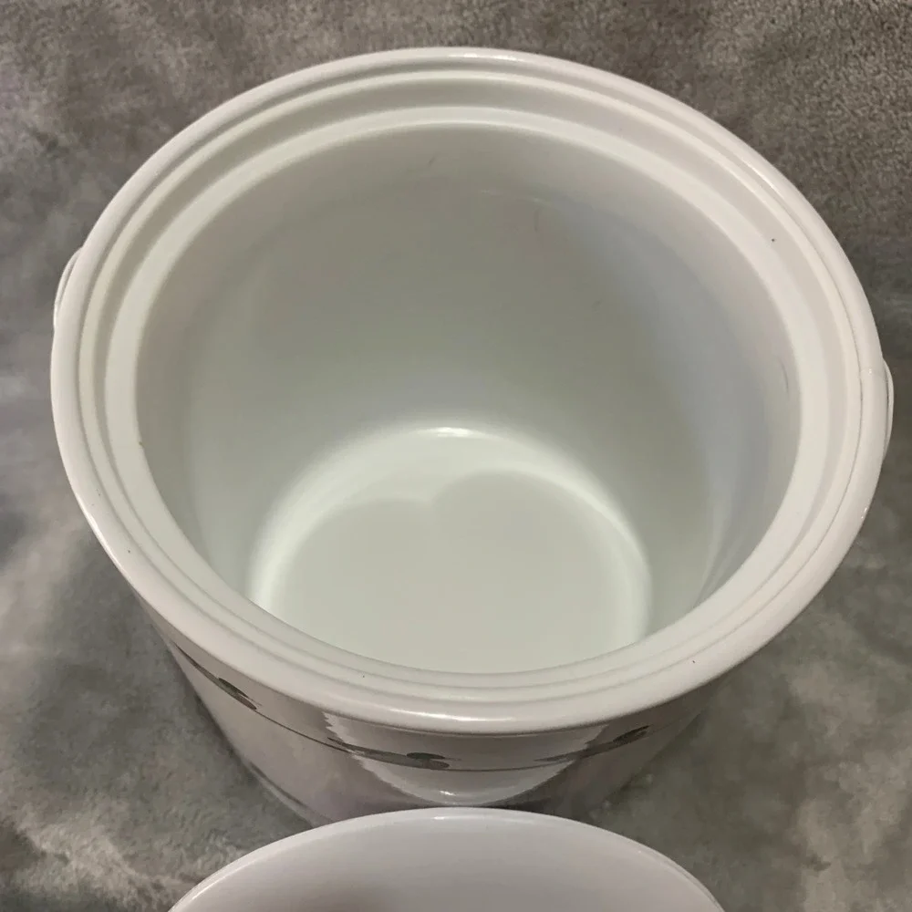 Georges Briard Vintage Mallard Duck Ice Bucket White Silver Finial Barware MCM